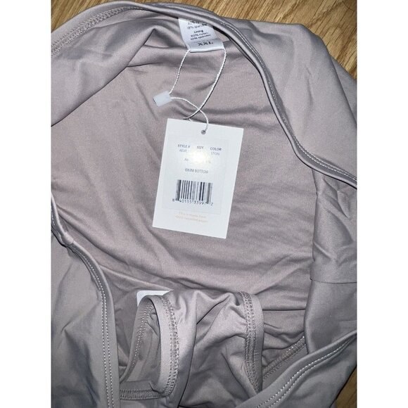 Andie Swim Bikini Bottom Light Gray NWTS $50 Stone XXL New High Waist Full V - Picture 2 of 4